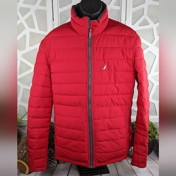 Nautica Grey/Red Reversible Puffer Jacket - Picture 9 of 15